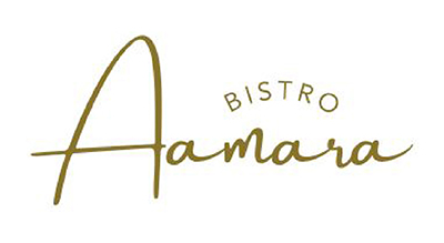 Bistro Aamara logo showing the title Bistro Aamara written in gold color