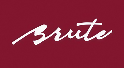 the logo has the store name Brute written in white color with a red background