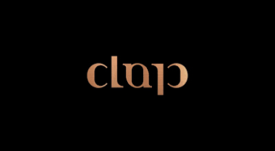 The image shows the word "Clap " written in gold color with a black background
