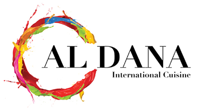 الصورة توضح الشعار اسم البراند "Al Dana" باللون الاسود مع خلفيه بيضاء