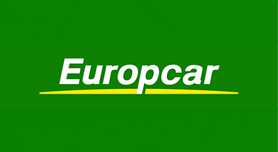 الصورة عبارة عن شعار Europcar مكتوبة باللون الابيض مع خلفيه خضراء
