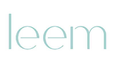 Leem logo showing the word Leem in light blue color