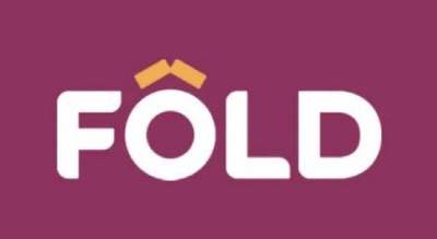 الصورة عبارة عن شعار " Fold " مكتوبة باللون الابيض مع خلفيه البنفسجي